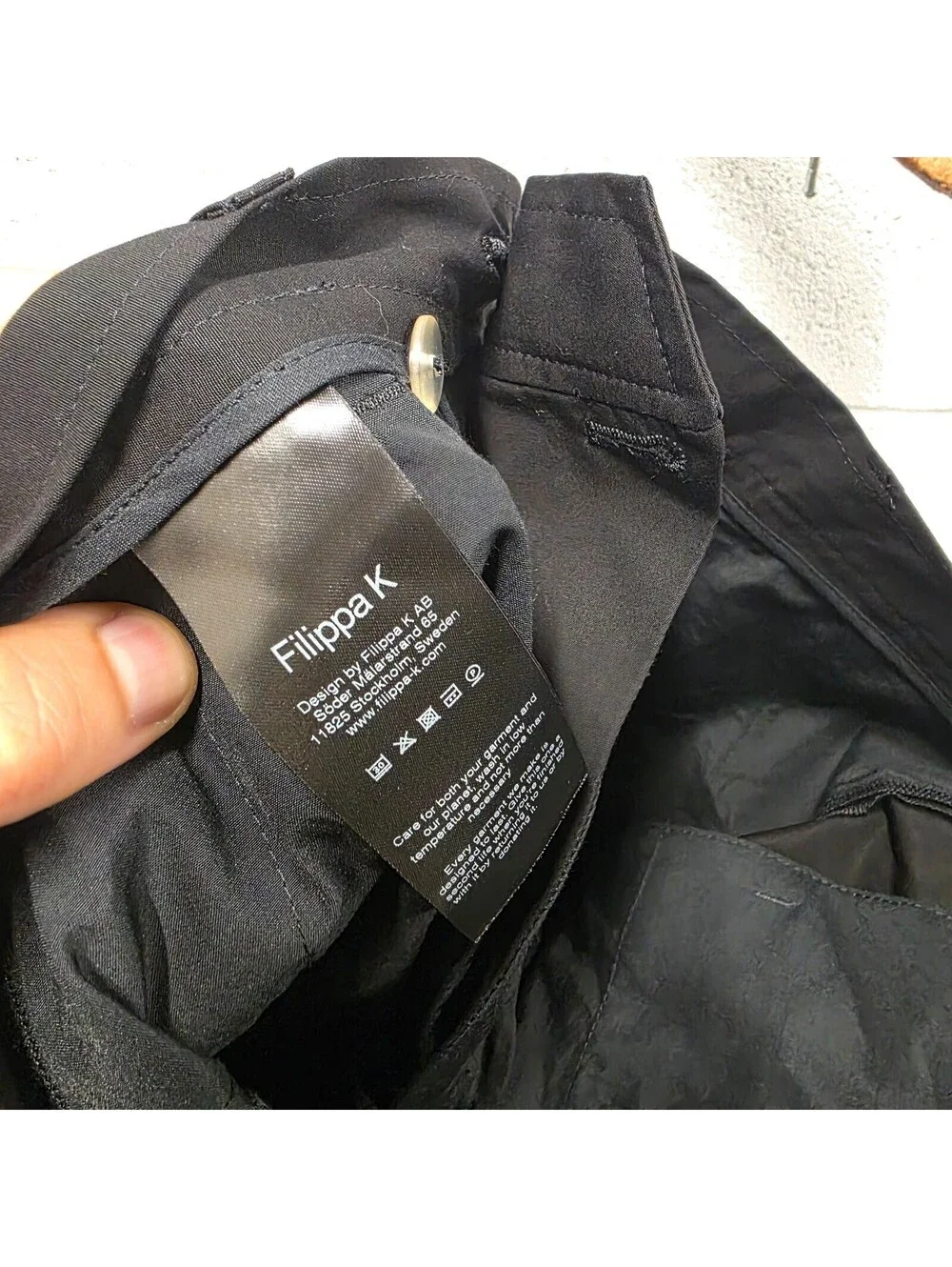 Filippa K Mens High Rise Flat Front Wide Leg Dress Pants Black Size 48EU   30x31
